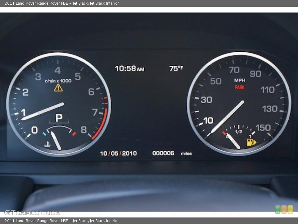 Jet Black/Jet Black Interior Gauges for the 2011 Land Rover Range Rover HSE #37617589