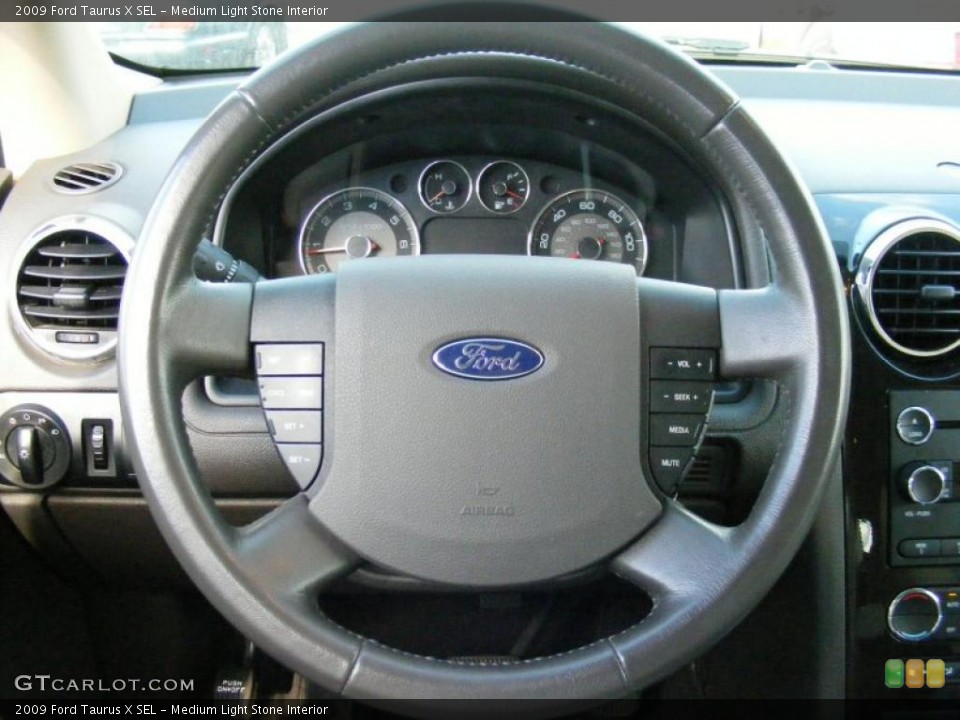 Medium Light Stone Interior Steering Wheel for the 2009 Ford Taurus X SEL #37658106