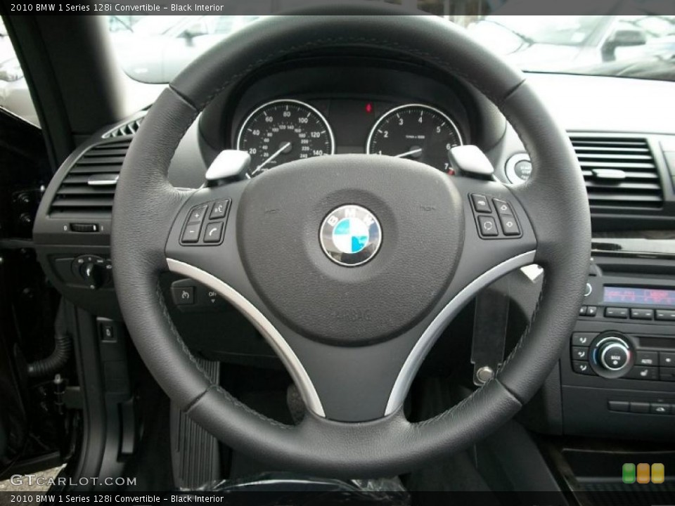 Black Interior Steering Wheel for the 2010 BMW 1 Series 128i Convertible #37741602