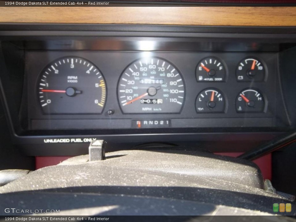 Red Interior Gauges for the 1994 Dodge Dakota SLT Extended Cab 4x4 #37795444