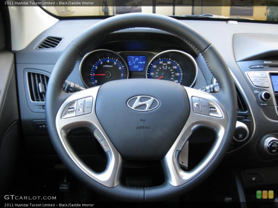 Black/Saddle Interior Steering Wheel for the 2011 Hyundai Tucson Limited #37842231