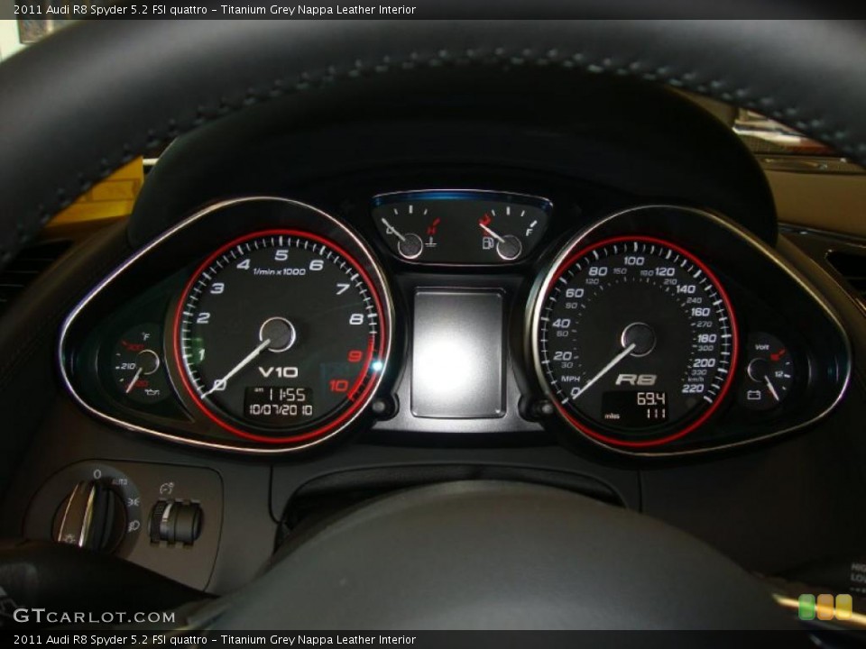 Titanium Grey Nappa Leather Interior Gauges for the 2011 Audi R8 Spyder 5.2 FSI quattro #37936670