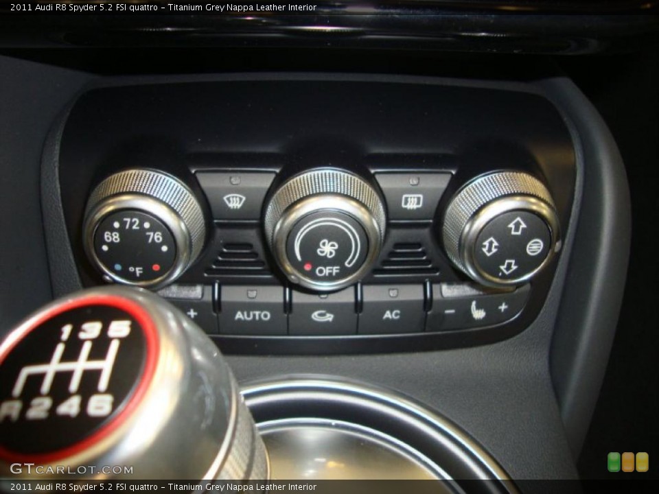 Titanium Grey Nappa Leather Interior Controls for the 2011 Audi R8 Spyder 5.2 FSI quattro #37936706
