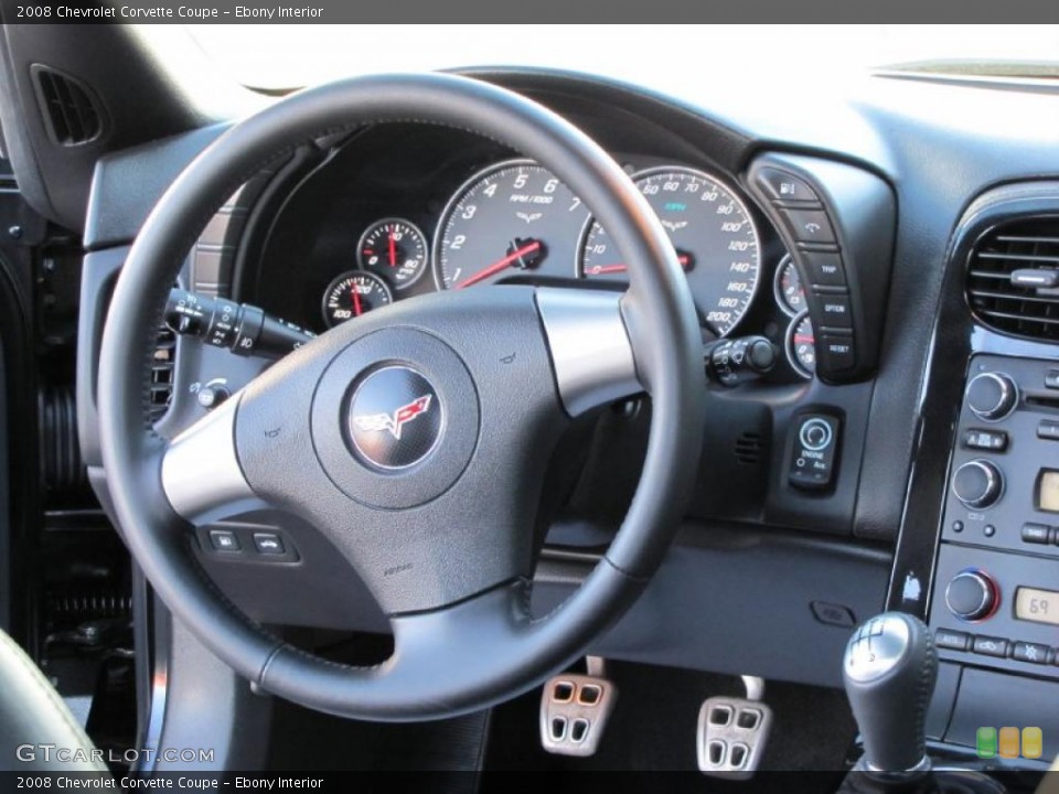 Ebony Interior Steering Wheel for the 2008 Chevrolet Corvette Coupe #37946860