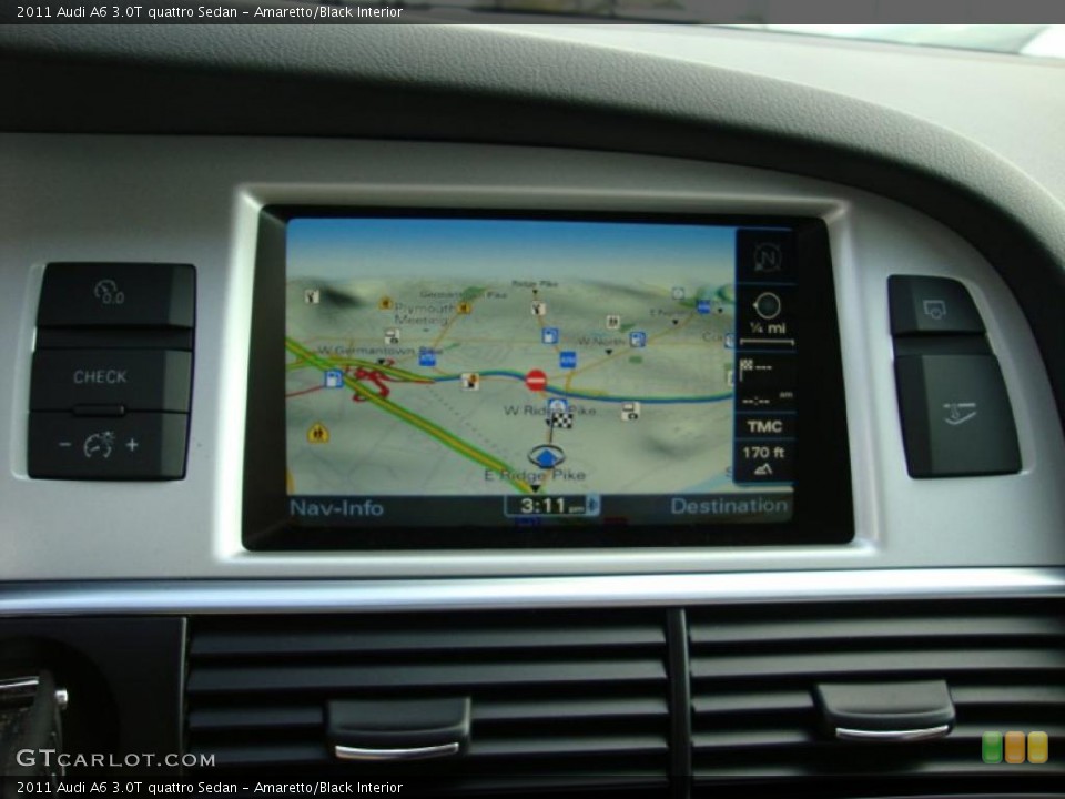 Amaretto/Black Interior Navigation for the 2011 Audi A6 3.0T quattro Sedan #37963616