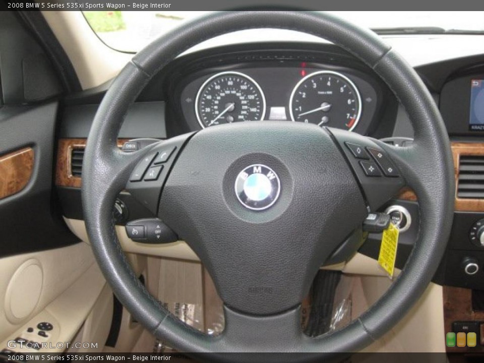 Beige Interior Steering Wheel for the 2008 BMW 5 Series 535xi Sports Wagon #37996513