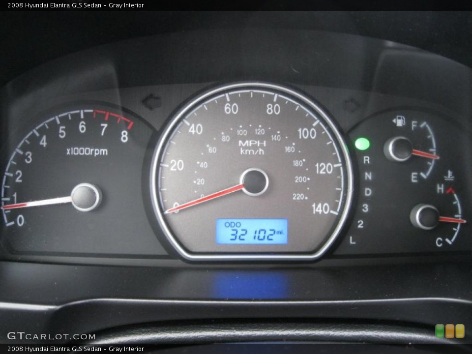 Gray Interior Gauges for the 2008 Hyundai Elantra GLS Sedan #37996741