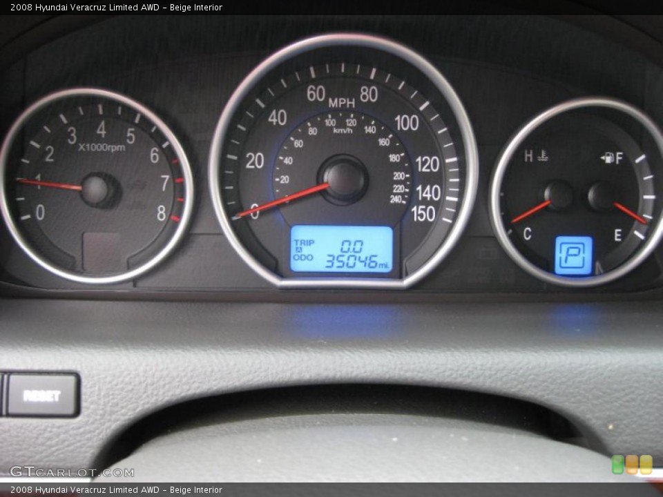 Beige Interior Gauges for the 2008 Hyundai Veracruz Limited AWD #37997553