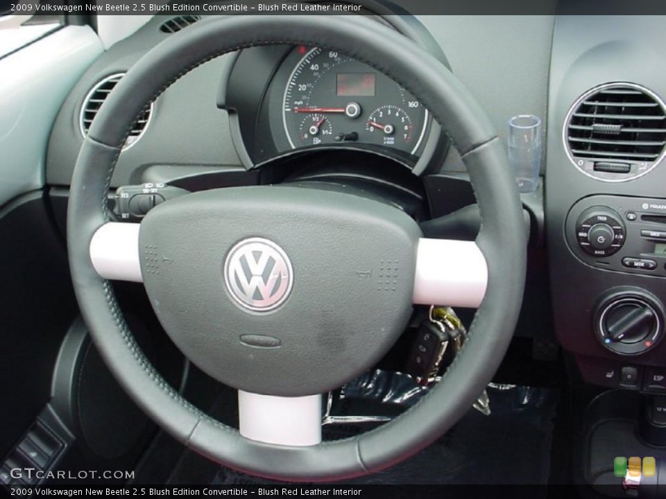 Blush Red Leather Interior Steering Wheel for the 2009 Volkswagen New Beetle 2.5 Blush Edition Convertible #38014738