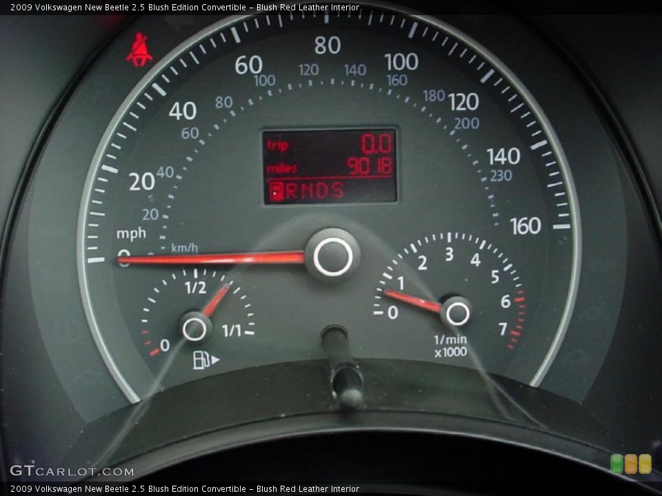 Blush Red Leather Interior Gauges for the 2009 Volkswagen New Beetle 2.5 Blush Edition Convertible #38014808