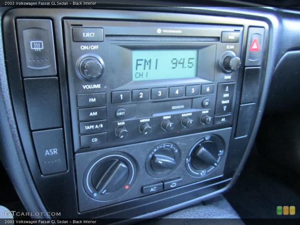 Black Interior Controls for the 2003 Volkswagen Passat GL Sedan #38038486