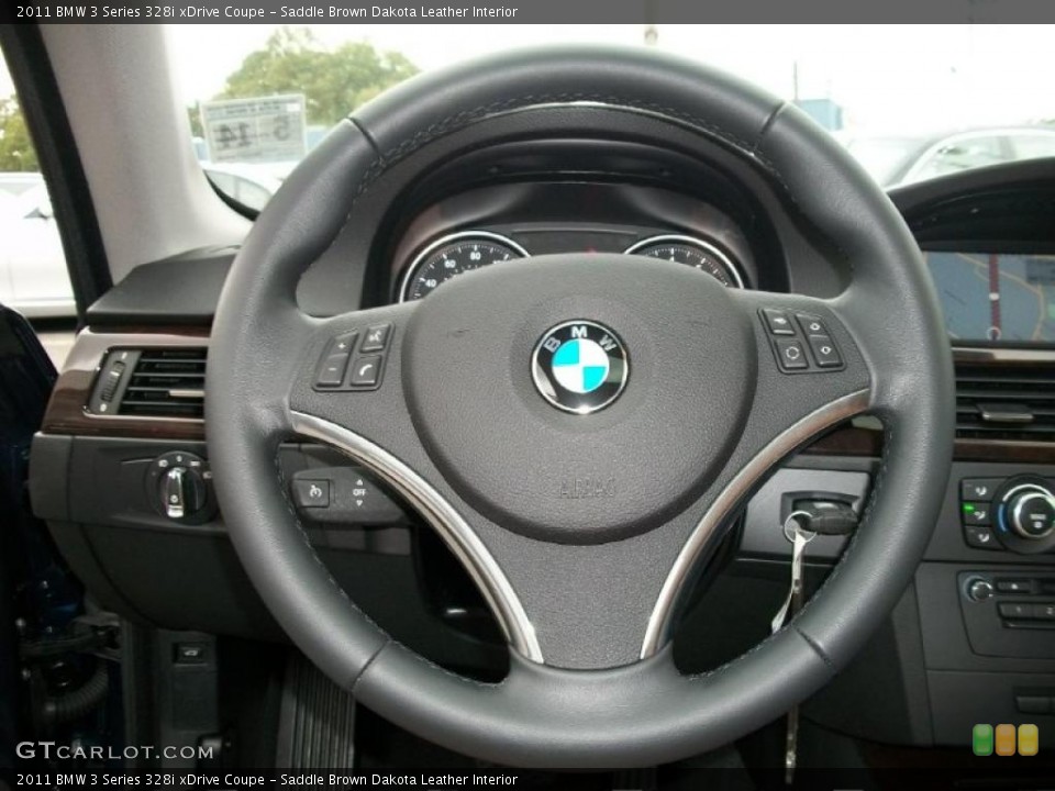 Saddle Brown Dakota Leather Interior Steering Wheel for the 2011 BMW 3 Series 328i xDrive Coupe #38040442