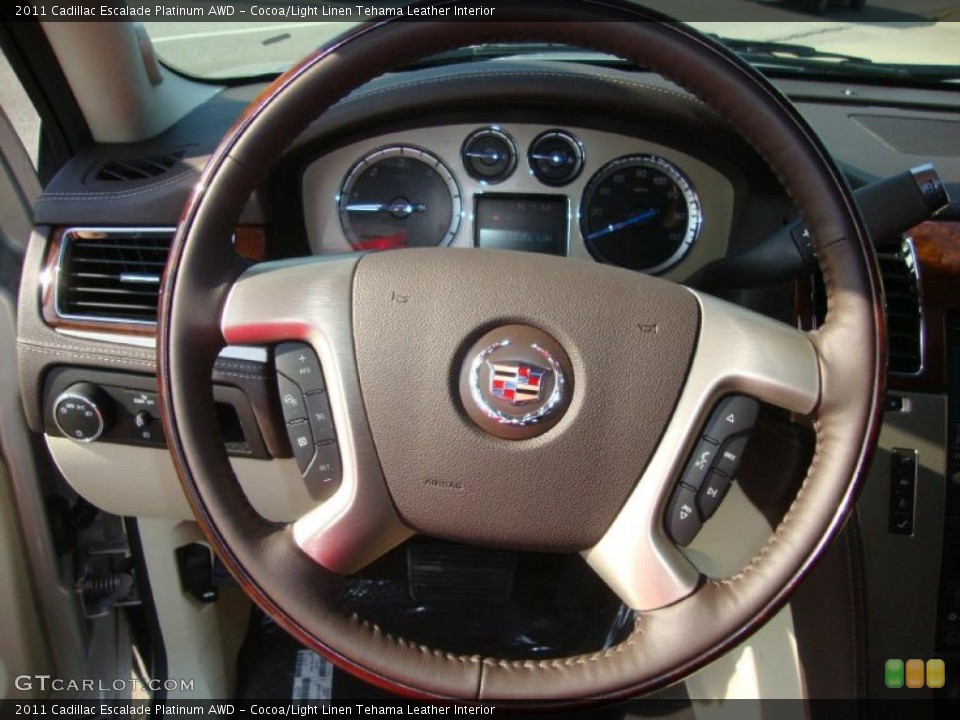 Cocoa/Light Linen Tehama Leather Interior Steering Wheel for the 2011 Cadillac Escalade Platinum AWD #38058905