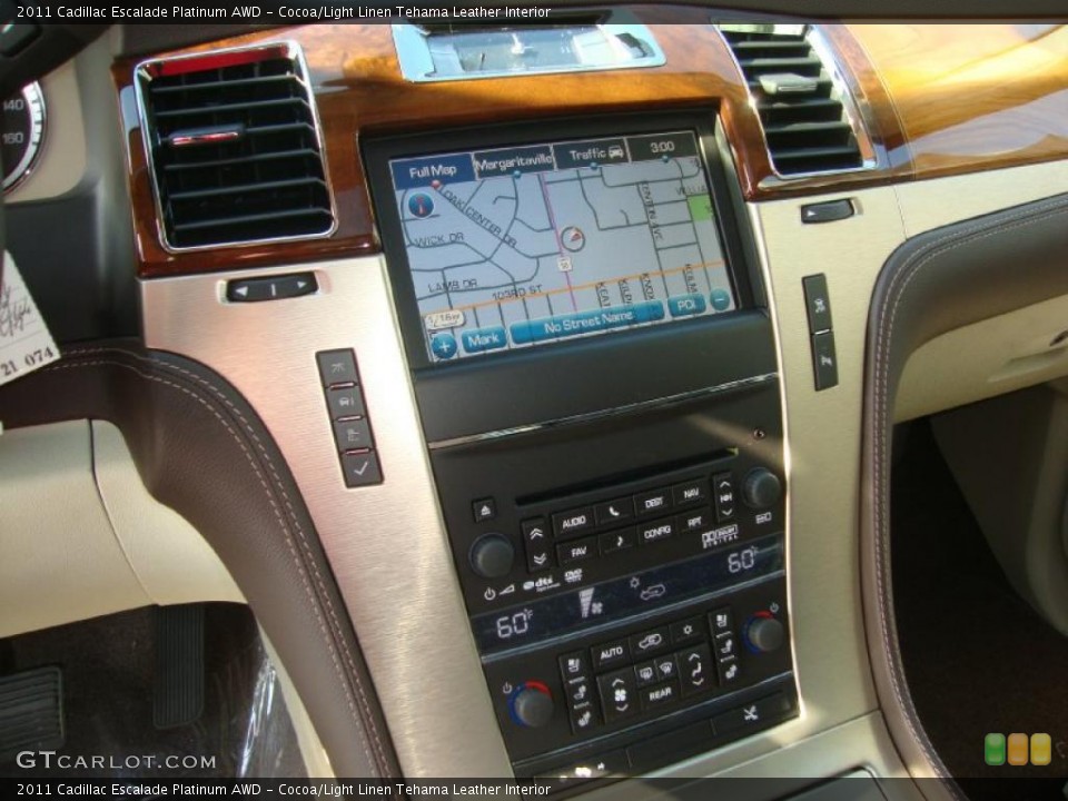 Cocoa/Light Linen Tehama Leather Interior Controls for the 2011 Cadillac Escalade Platinum AWD #38058933