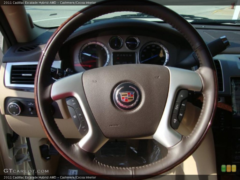 Cashmere/Cocoa Interior Steering Wheel for the 2011 Cadillac Escalade Hybrid AWD #38059357