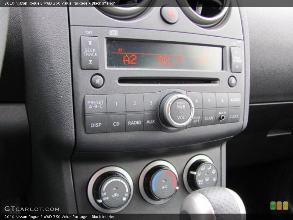 Black Interior Controls for the 2010 Nissan Rogue S AWD 360 Value Package #38088707