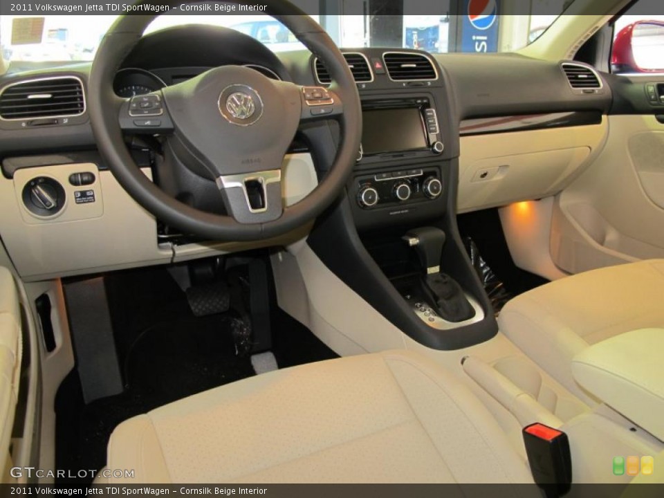 Cornsilk Beige Interior Dashboard for the 2011 Volkswagen Jetta TDI SportWagen #38090287