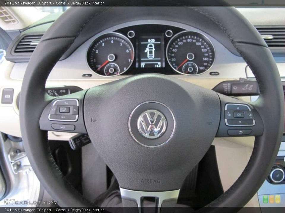 Cornsilk Beige/Black Interior Steering Wheel for the 2011 Volkswagen CC Sport #38092113