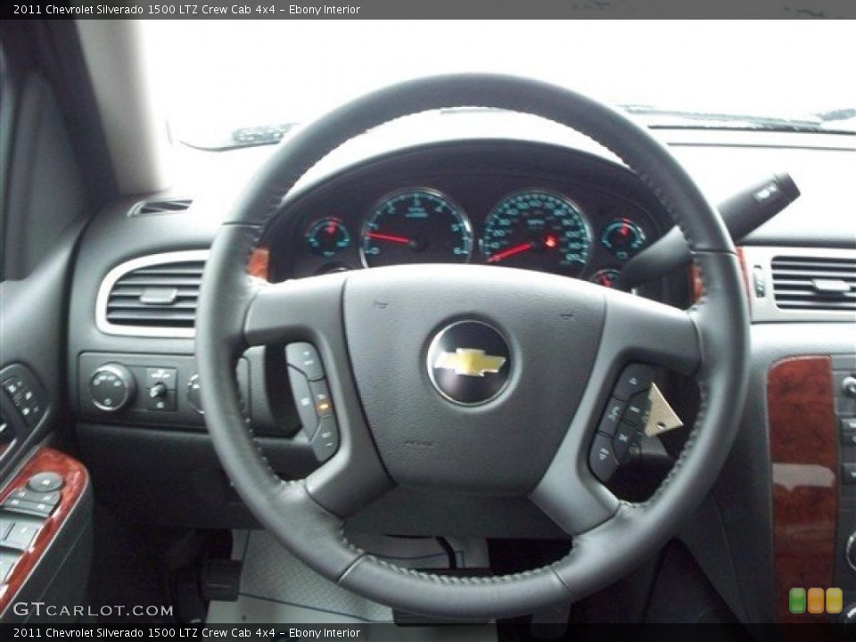 Ebony Interior Steering Wheel for the 2011 Chevrolet Silverado 1500 LTZ Crew Cab 4x4 #38105731