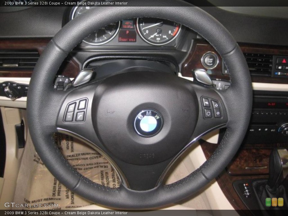 Cream Beige Dakota Leather Interior Steering Wheel for the 2009 BMW 3 Series 328i Coupe #38134702