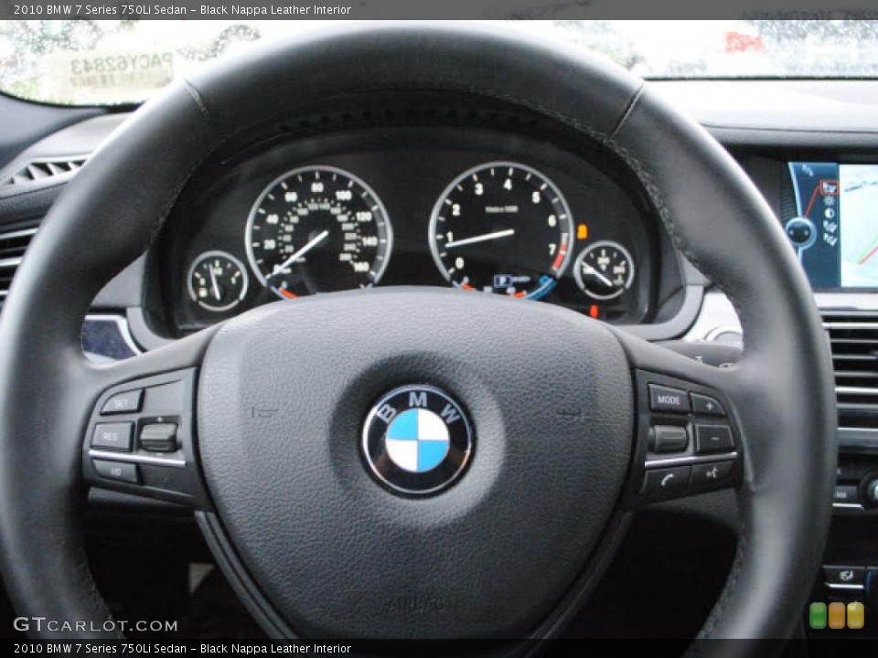 Black Nappa Leather Interior Steering Wheel for the 2010 BMW 7 Series 750Li Sedan #38139654