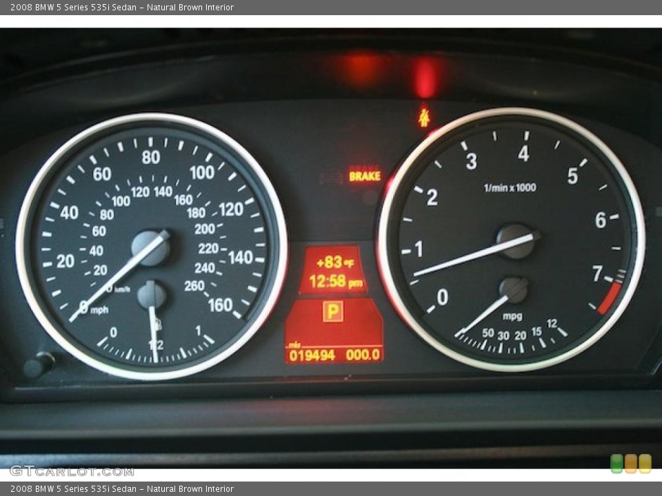 Natural Brown Interior Gauges for the 2008 BMW 5 Series 535i Sedan #38143422