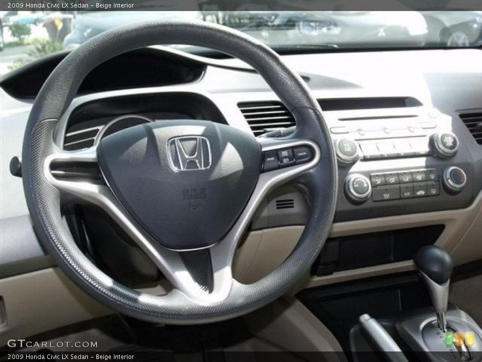 Beige Interior Steering Wheel for the 2009 Honda Civic LX Sedan #38185784