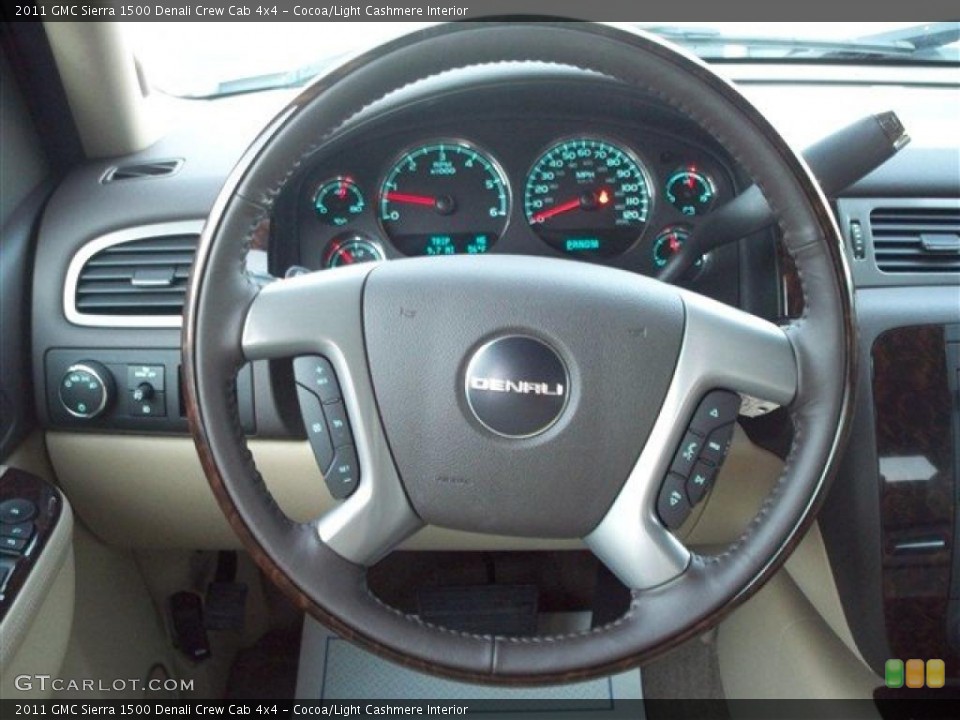 Cocoa/Light Cashmere Interior Steering Wheel for the 2011 GMC Sierra 1500 Denali Crew Cab 4x4 #38198644