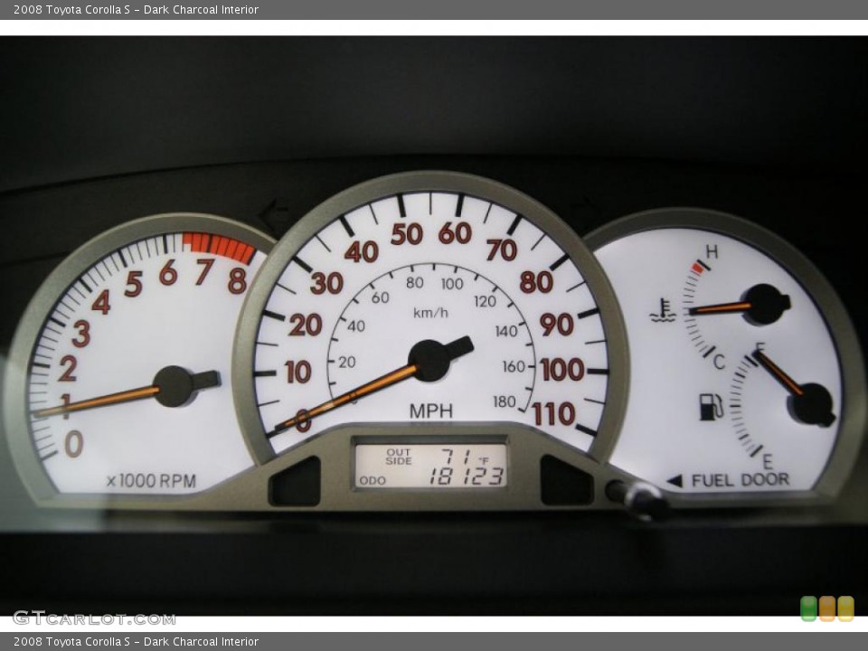 Dark Charcoal Interior Gauges for the 2008 Toyota Corolla S #38199964