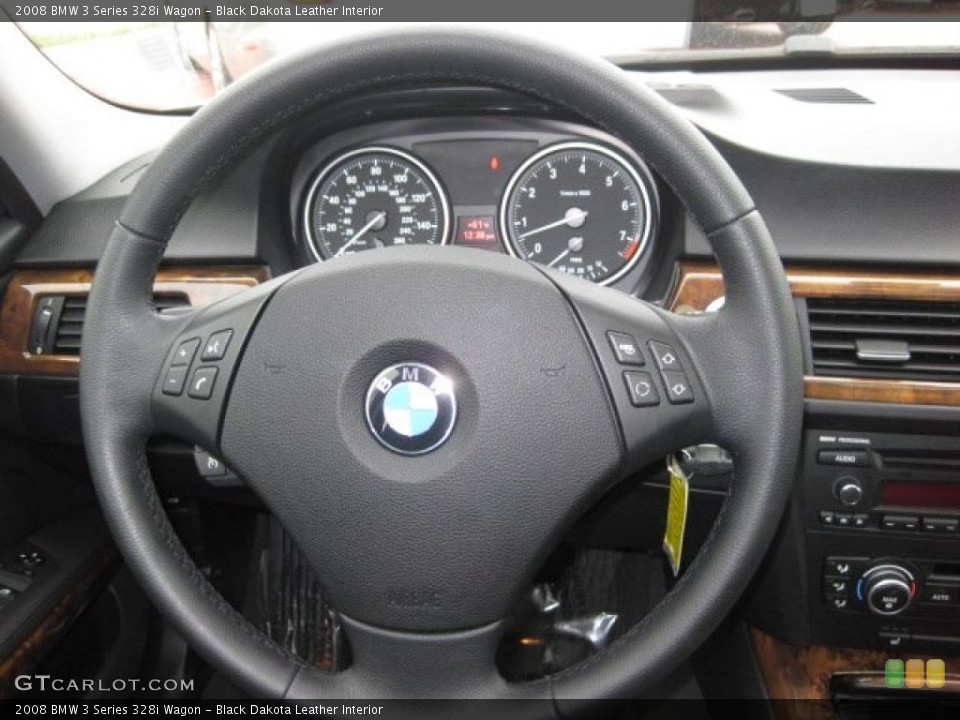 Black Dakota Leather Interior Steering Wheel for the 2008 BMW 3 Series 328i Wagon #38211880
