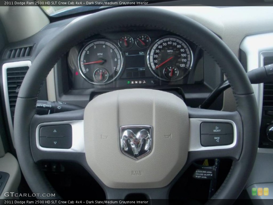 Dark Slate/Medium Graystone Interior Steering Wheel for the 2011 Dodge Ram 2500 HD SLT Crew Cab 4x4 #38283644