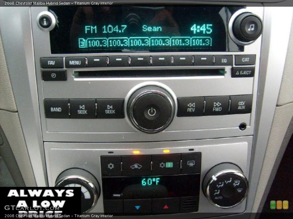 Titanium Gray Interior Controls for the 2008 Chevrolet Malibu Hybrid Sedan #38310847