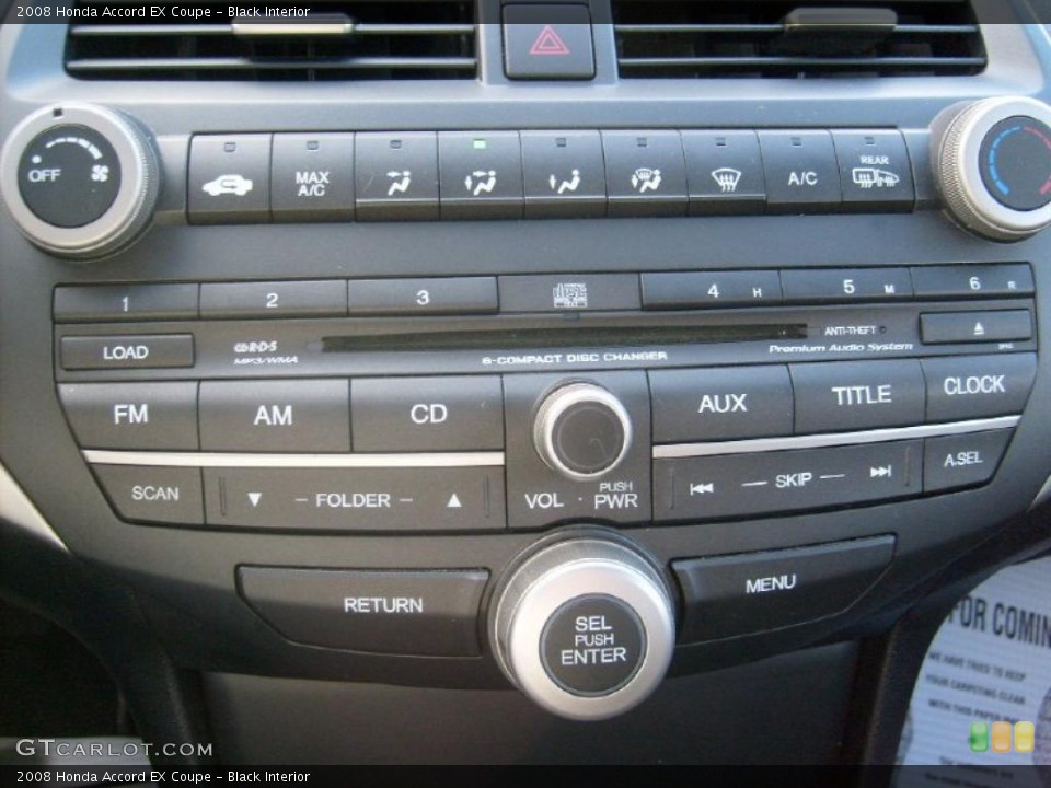 Black Interior Controls for the 2008 Honda Accord EX Coupe #38377999