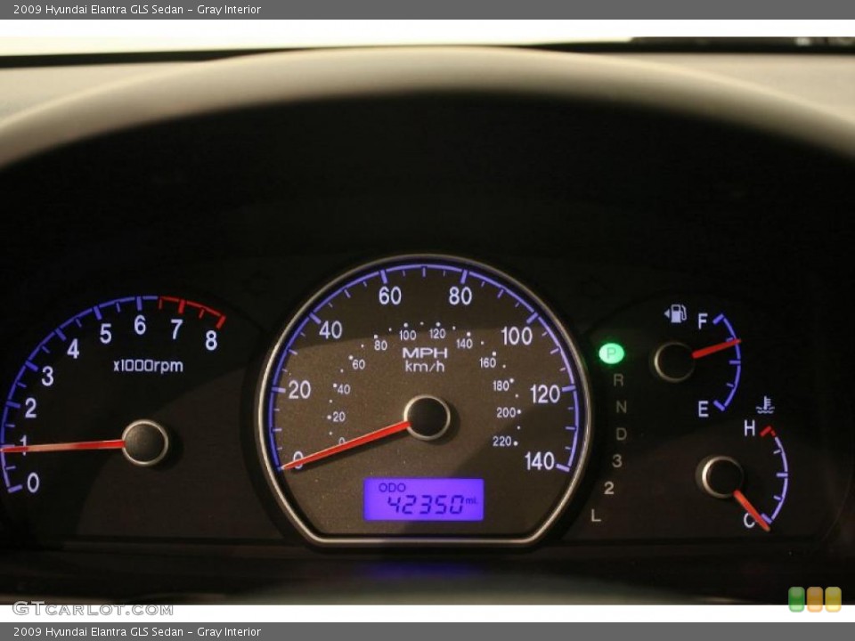 Gray Interior Gauges for the 2009 Hyundai Elantra GLS Sedan #38411281