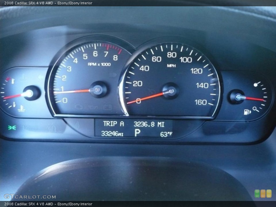 Ebony/Ebony Interior Gauges for the 2008 Cadillac SRX 4 V8 AWD #38426137