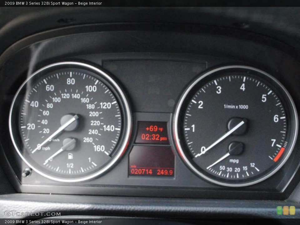 Beige Interior Gauges for the 2009 BMW 3 Series 328i Sport Wagon #38469473