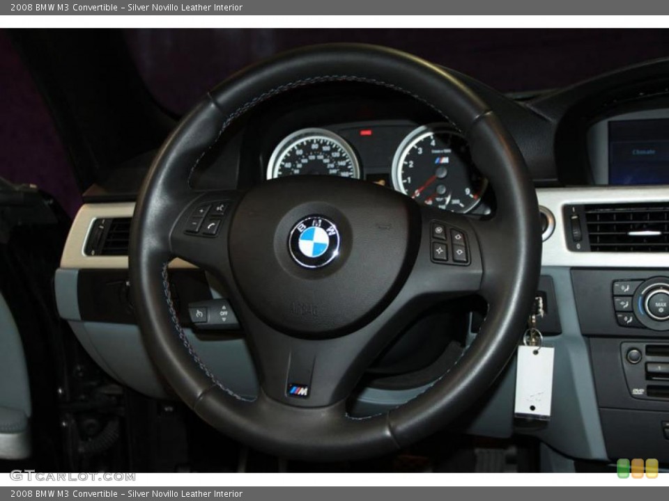 Silver Novillo Leather Interior Steering Wheel for the 2008 BMW M3 Convertible #38482907
