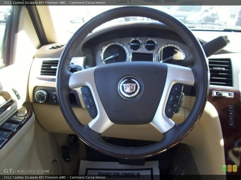 Cashmere/Cocoa Interior Steering Wheel for the 2011 Cadillac Escalade ESV Premium AWD #38504271