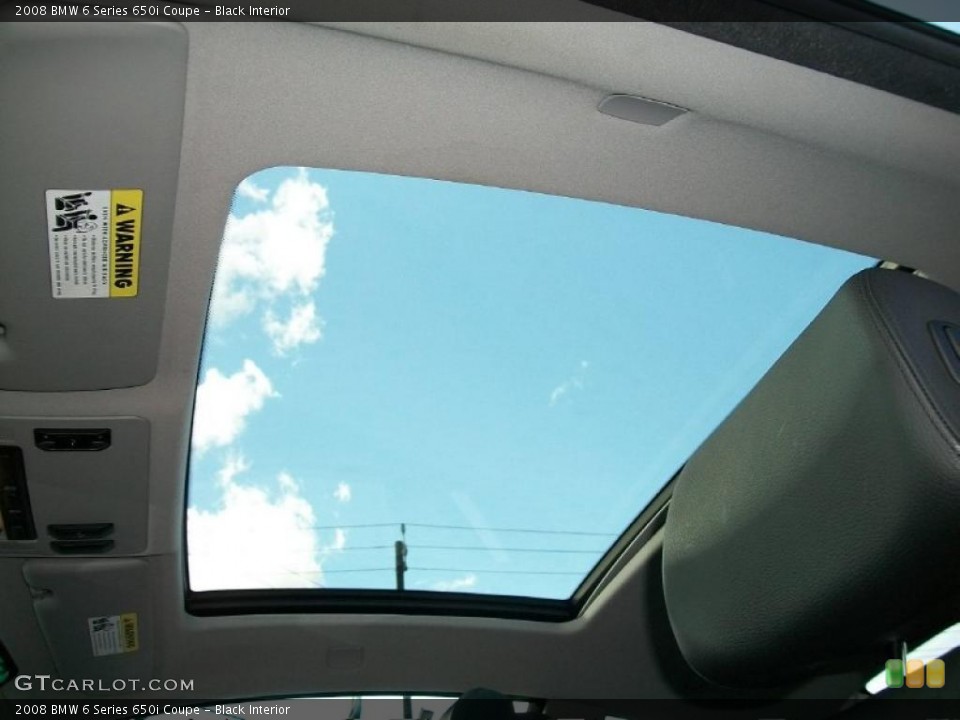 Black Interior Sunroof for the 2008 BMW 6 Series 650i Coupe #38531951
