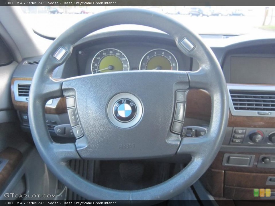 Basalt Grey/Stone Green Interior Steering Wheel for the 2003 BMW 7 Series 745Li Sedan #38537715