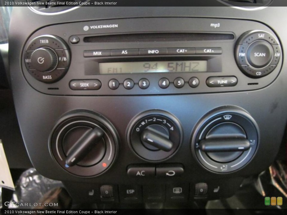 Black Interior Controls for the 2010 Volkswagen New Beetle Final Edition Coupe #38571228