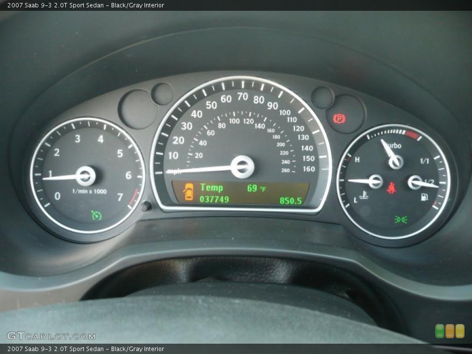 Black/Gray Interior Gauges for the 2007 Saab 9-3 2.0T Sport Sedan #38619030