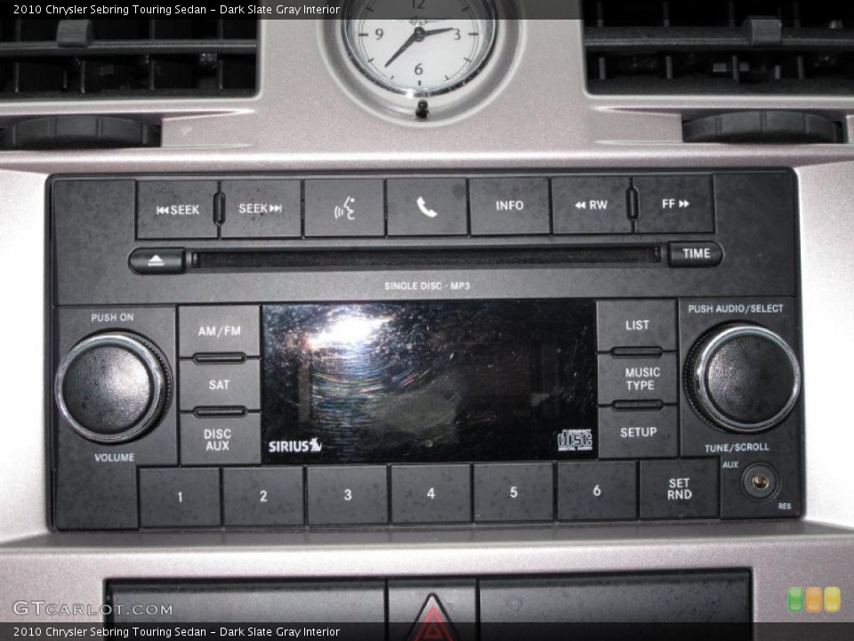 Dark Slate Gray Interior Controls for the 2010 Chrysler Sebring Touring Sedan #38624046