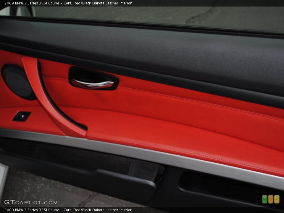 Coral Red/Black Dakota Leather Interior Door Panel for the 2009 BMW 3 Series 335i Coupe #38636034