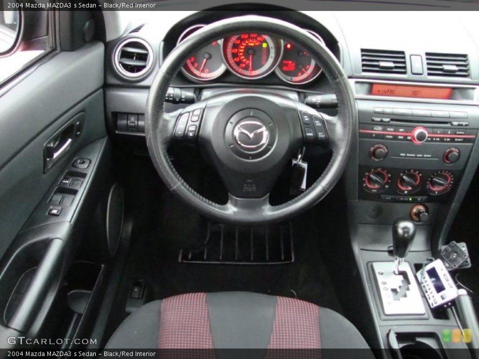Black/Red Interior Steering Wheel for the 2004 Mazda MAZDA3 s Sedan #38720347