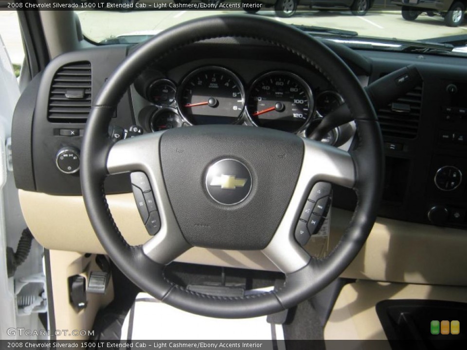 Light Cashmere/Ebony Accents Interior Steering Wheel for the 2008 Chevrolet Silverado 1500 LT Extended Cab #38730743