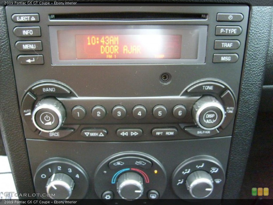 Ebony Interior Controls for the 2009 Pontiac G6 GT Coupe #38743560