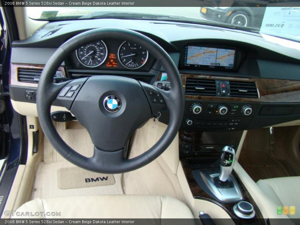 Cream Beige Dakota Leather Interior Dashboard for the 2008 BMW 5 Series 528xi Sedan #38750776