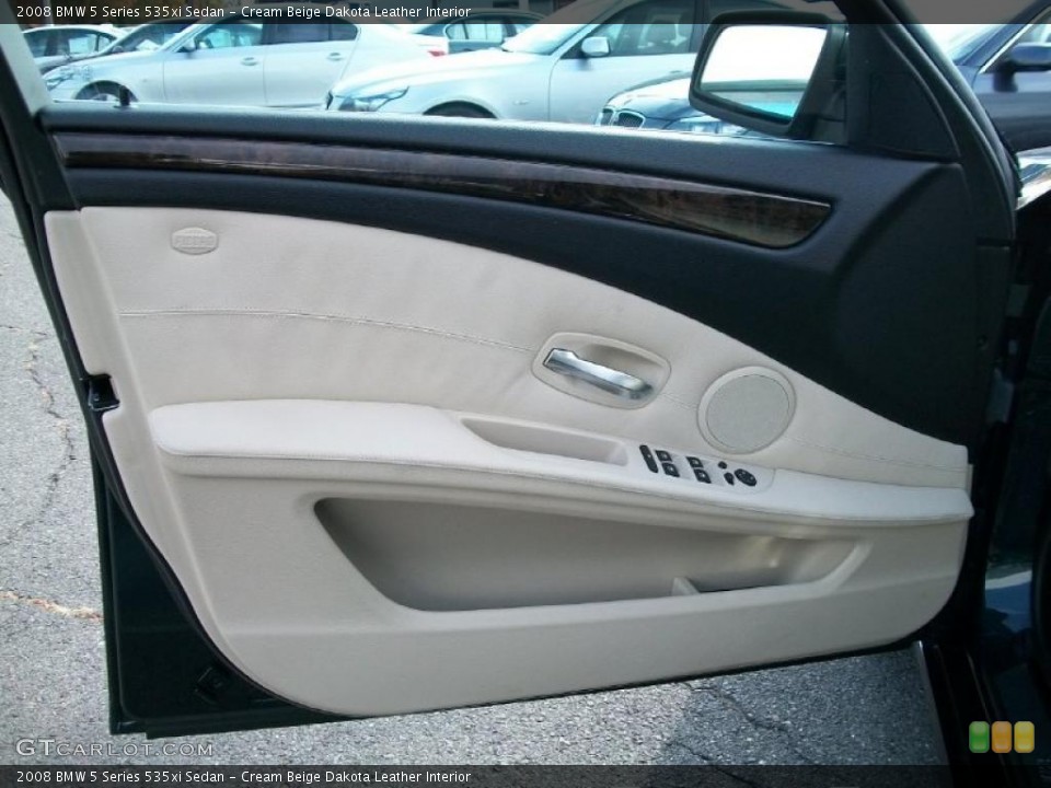Cream Beige Dakota Leather Interior Door Panel for the 2008 BMW 5 Series 535xi Sedan #38762000