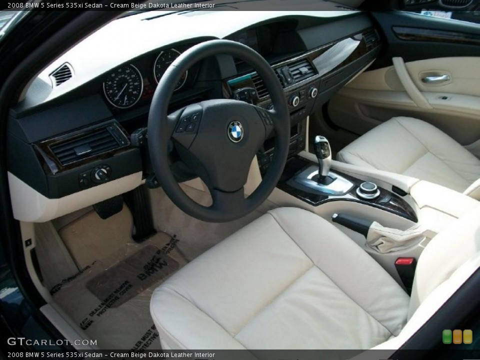 Cream Beige Dakota Leather Interior Prime Interior for the 2008 BMW 5 Series 535xi Sedan #38762016